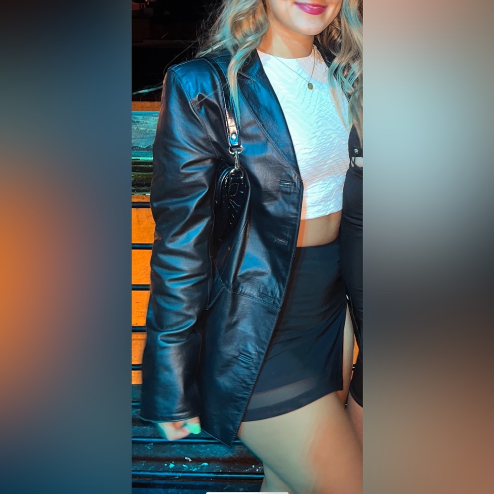 Gap Black Oversized Leather Jacket - image 1